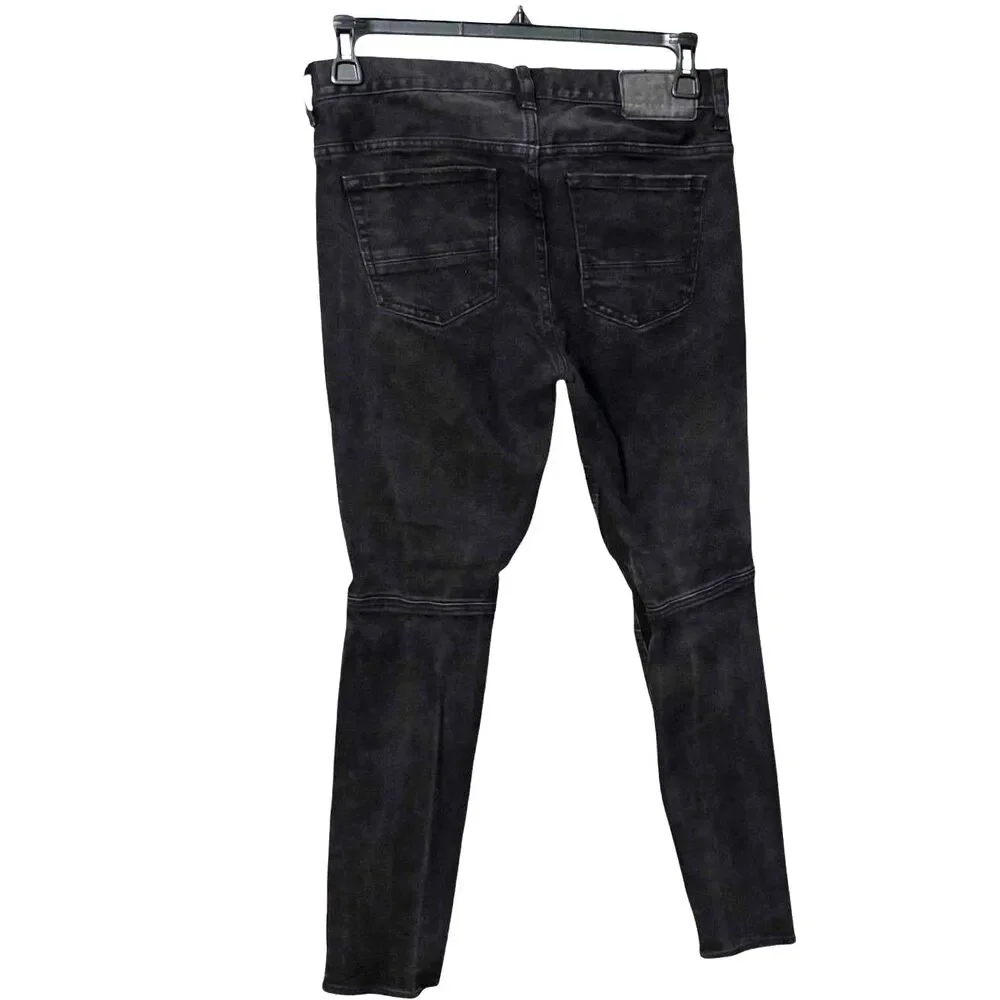PacSun Stacked Skinny Black Moto Distressed Jeans Men's 30x30